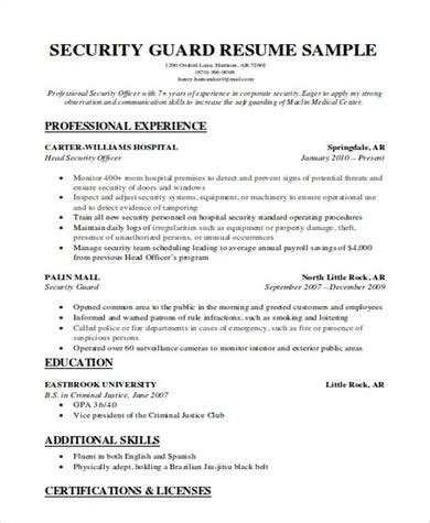 resume for security guard|security guard resume word format.